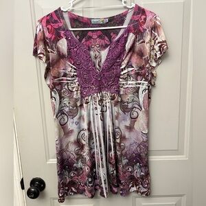 Unity World Wear Pink and Purple Floral Blouse